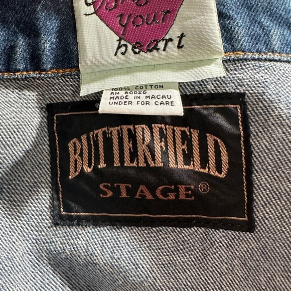 Brighton Embroidered Heart Patch Denim Jacket Sz M Oversized - Picture 10 of 12